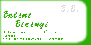 balint birinyi business card